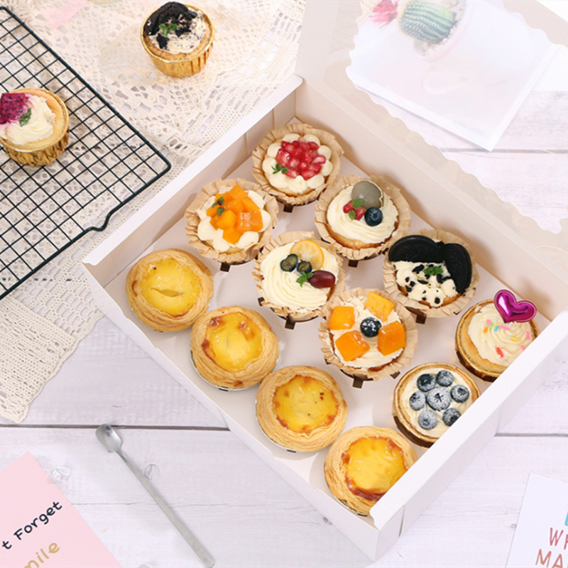 Customized Printing 6 12 Hole Kraft Paper Muffin Cupcakes Box for Sushi and Cookies