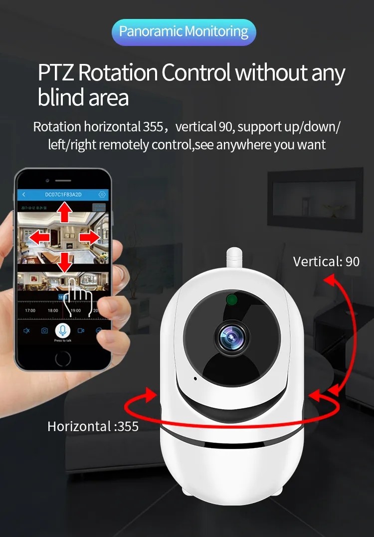 CE Home PTZ WiFi Security Camera System Wireless For Pet Monitoring