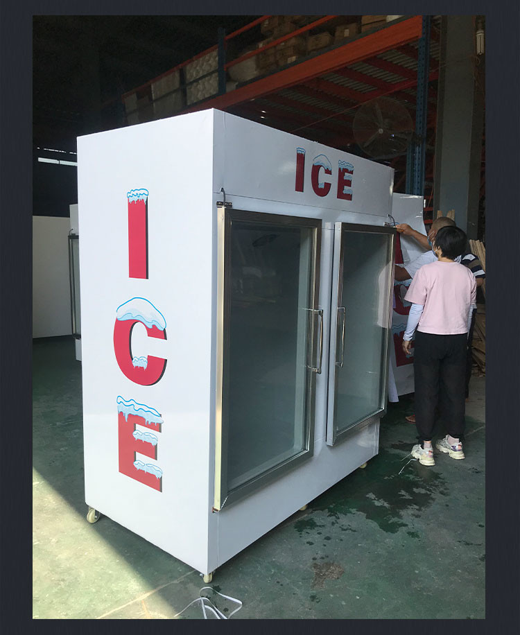 1841L R404a Bagged Ice Merchandiser With Heating Glass Door