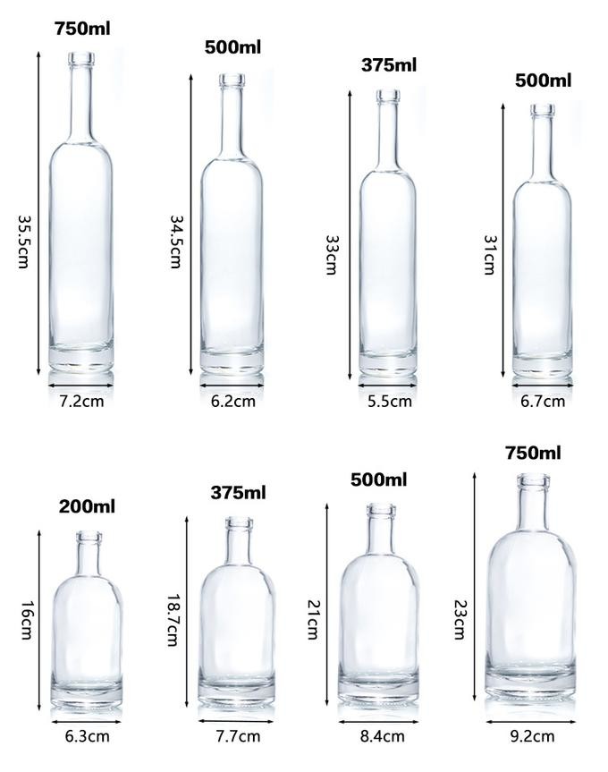 Spot Cheep Price High White Material 750ml Glass Liquor Bottle For Rum Whiskey