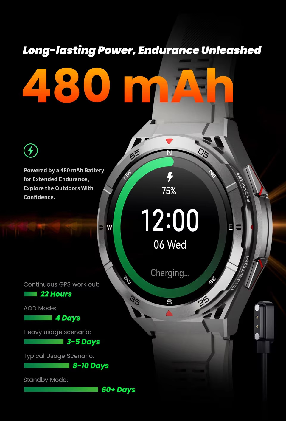 X2B Smart Watch GPS Positioning Men Outdoor Sport Health Monitoring Fitness Tracker