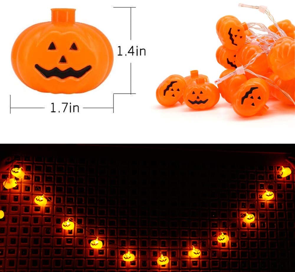 Halloween Party String Lights Pumpkin Decorative Festive Lights Battery Operated LED with Remote Home Party Mantle Fireplace