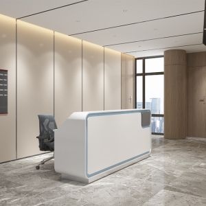 Support customization Modern Minimalist White Front Panel Reception Desk With