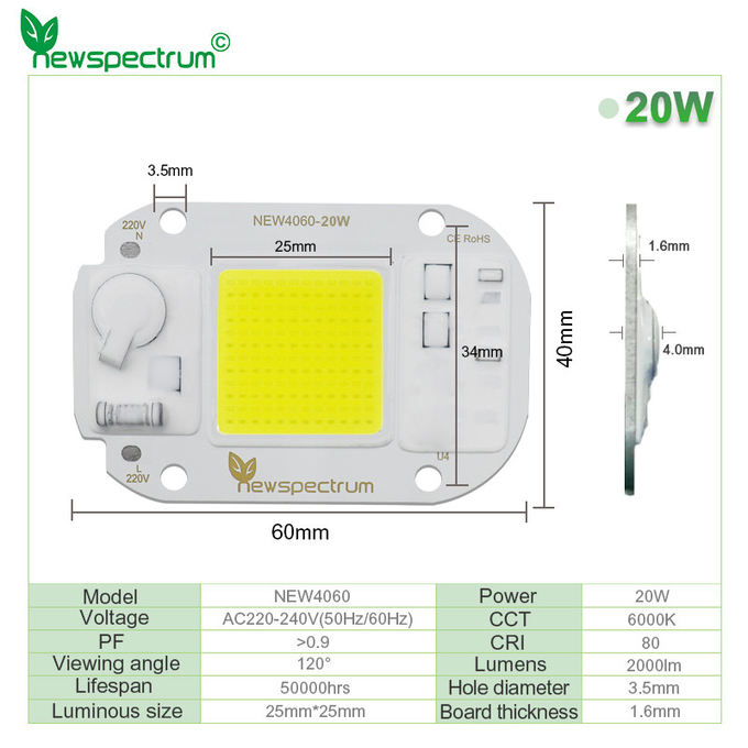 6000K COB LED Module Size 25mm Flip Chip For DIY Flood Light