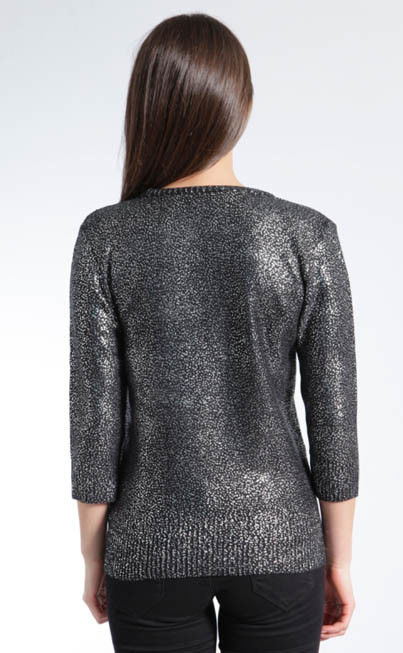 WOMEN'S 100% ACRYLIC FOIL PRINT CABLE KNITTED SWEATER