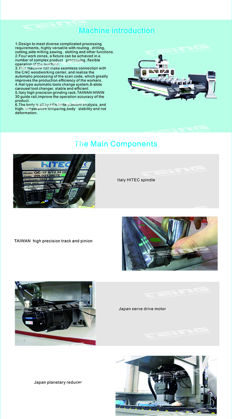 PTP Woodworking Center CNC Router Drilling Machine with 2860mm Y Axis Travel SXA1328