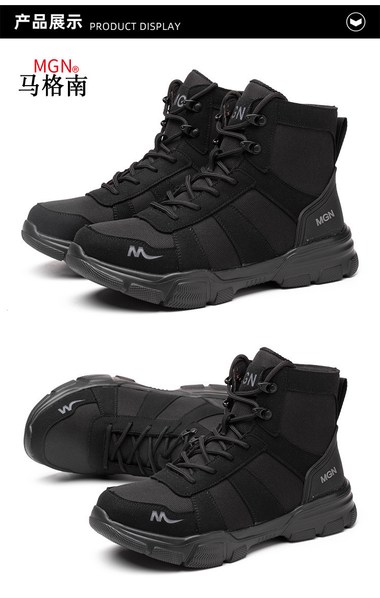Microfiber Men'S Most Comfortable Security Boots Steel Toe Kevlar Mid Sole Anti-Smashing Rubber Work Boots