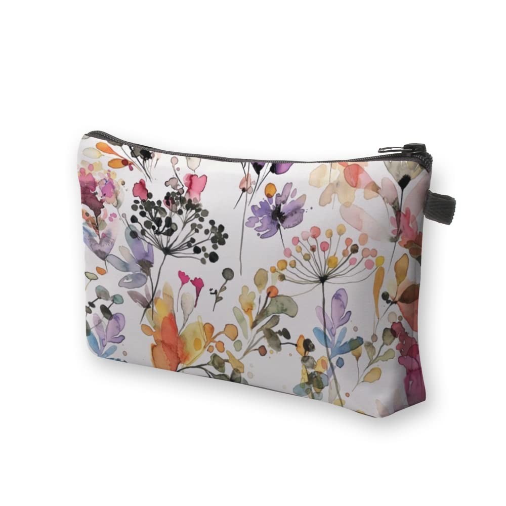 Soft Makeup Pouch Travel Bags For Toiletries Waterproof Wild Grasses Flowers