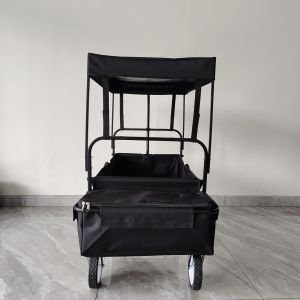 Collapsible Foldable Wagon With Removable Canopy Utility Folding Wagon With 360