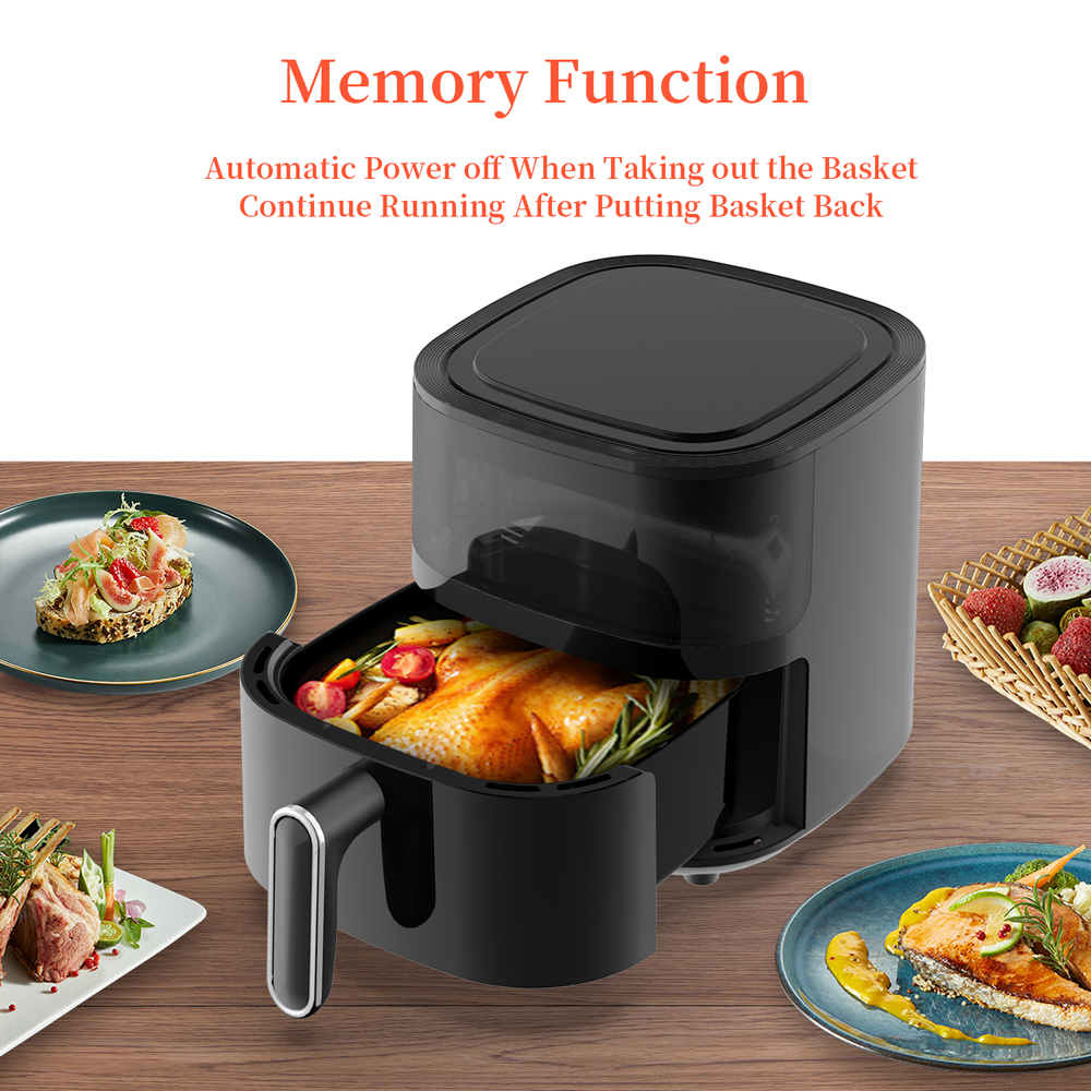 5L Stainless Steel Multifunctional Air Fryer Oven Small Smart Square Healthy Electric Household Use