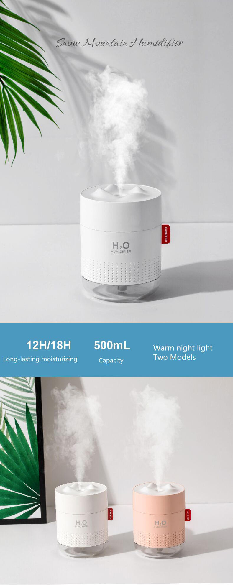 Homefish OEM Luftbefeuchter 500ml Water Tank Capacity Pure Mist Humidifyers Air Portable Desktop H20
