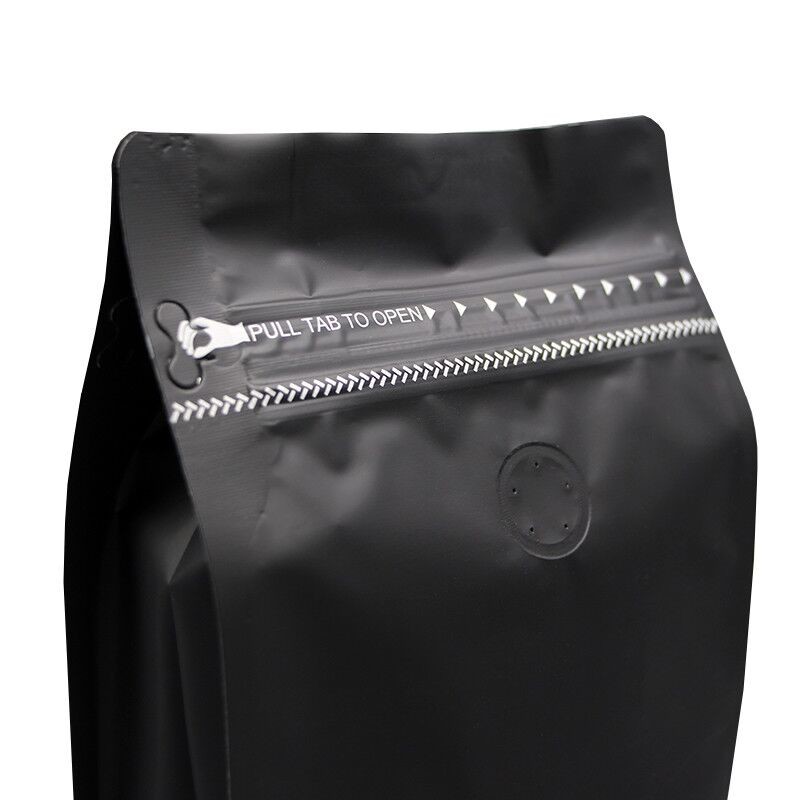 Wholesale 250g 500g flat bottom coffee bags with valve/Biodegradable zipper coffee packaging bags/Matte Black coffee bag