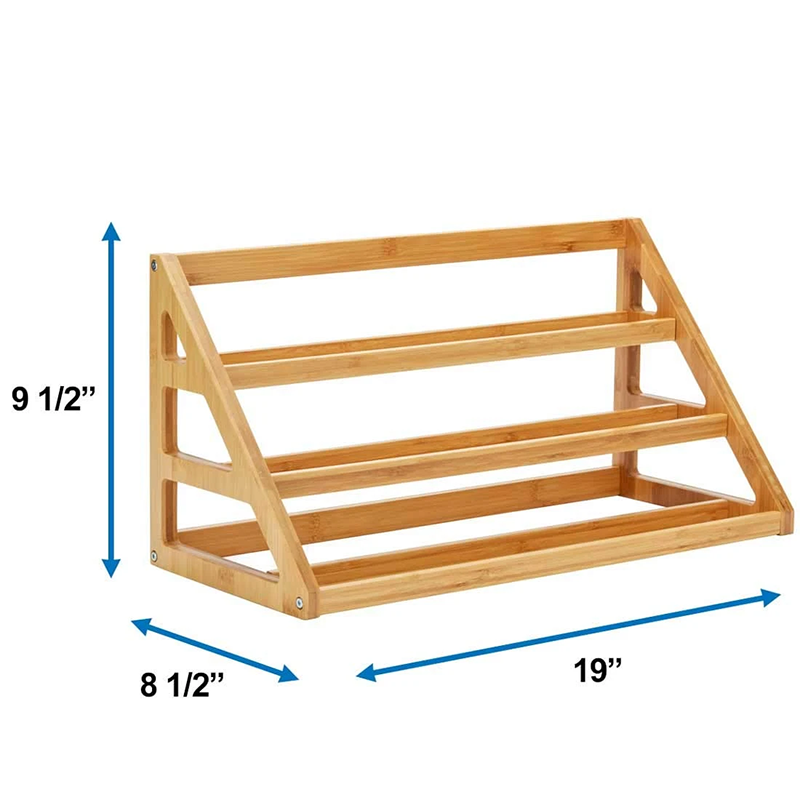 Sustainable Bamboo Cabinet Spice Rack Organizer 48.3x21.6x24.1cm Kitchen Pantry Shelf