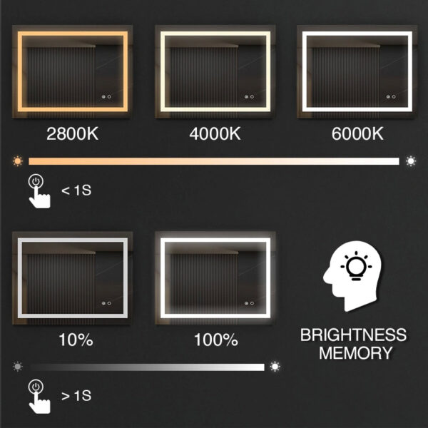Luxury Hotel Vanity Mirror Waterproof Shatterproof Lighted Bathroom Vanity Mirror