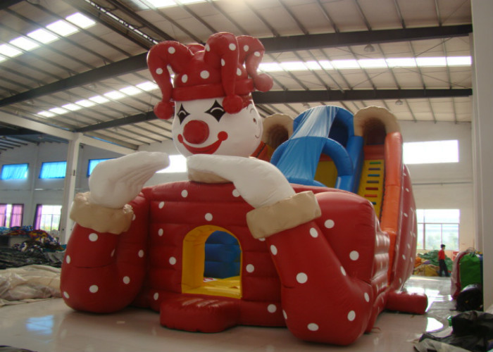Big clown cartoon inflatable slide - inflatable long slide with arch