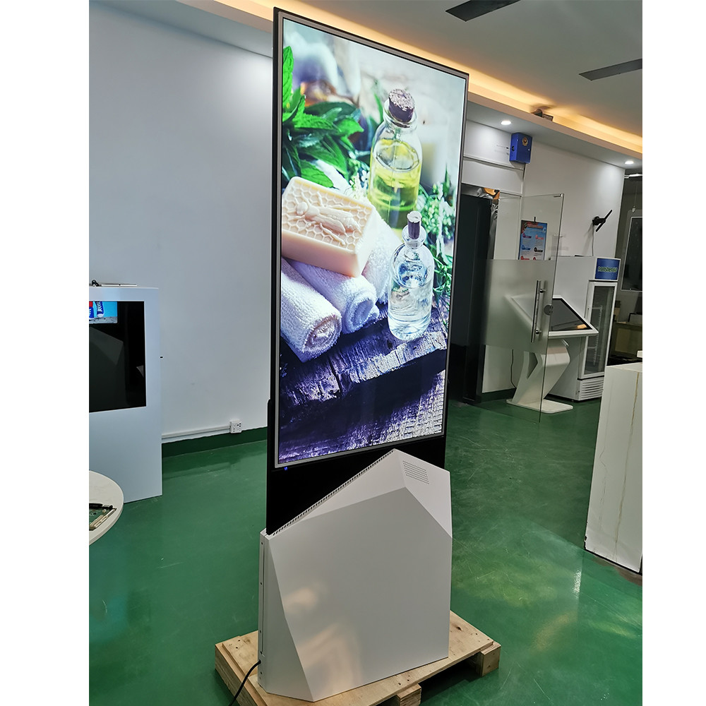 55"Indoor QLED Floorstand Ultrathin Moveable Digital Signage Poster Monitor Android Double Side Lcd Screen Kiosk