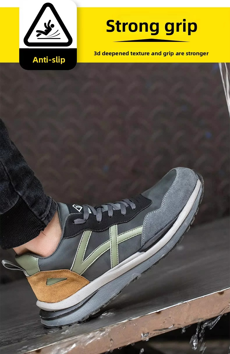 Kevlar Work Shoes Rubber Sole Suede Microfiber Construction Safety Shoes Standard Steel Toe Anti Smashing