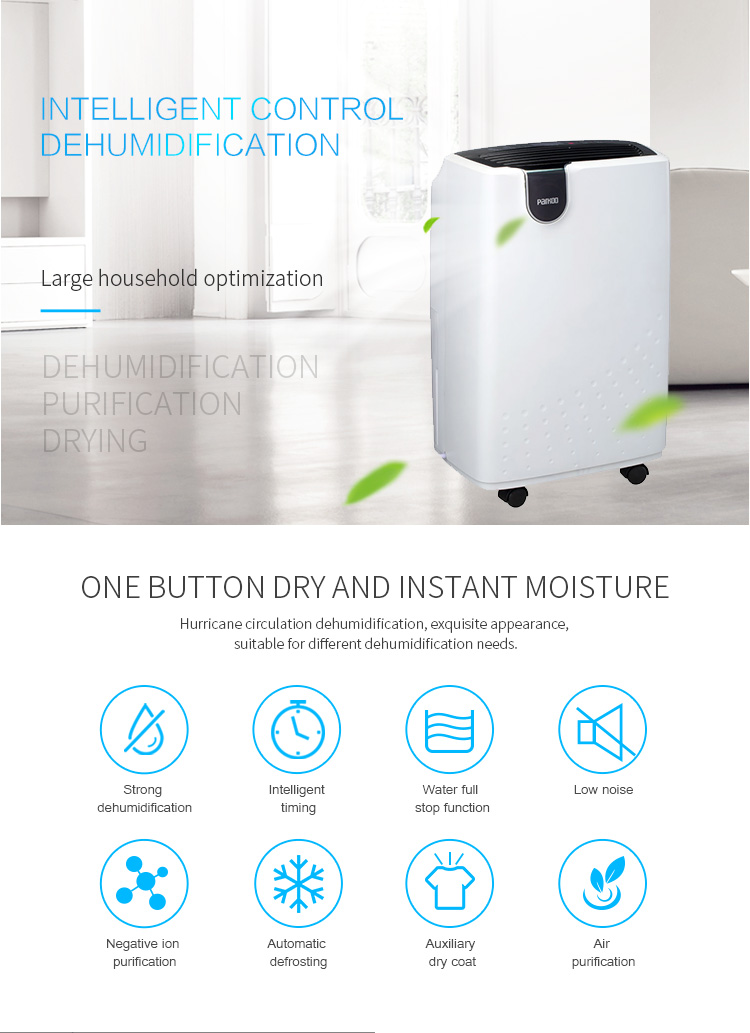Quiet 25 Pints 210W 1800ml Home Air Dehumidifier