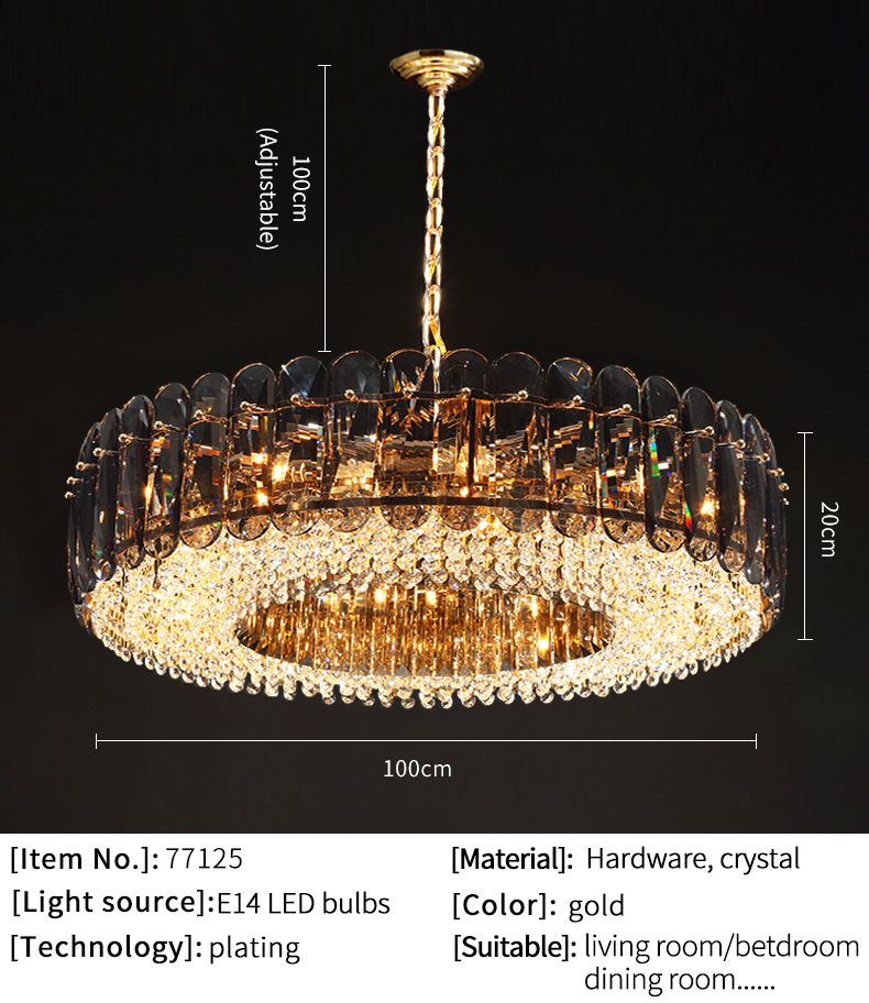 Led Crystal Chandelier For Living Dining Room Round Rectangle lounge lights(WH-CY-224)