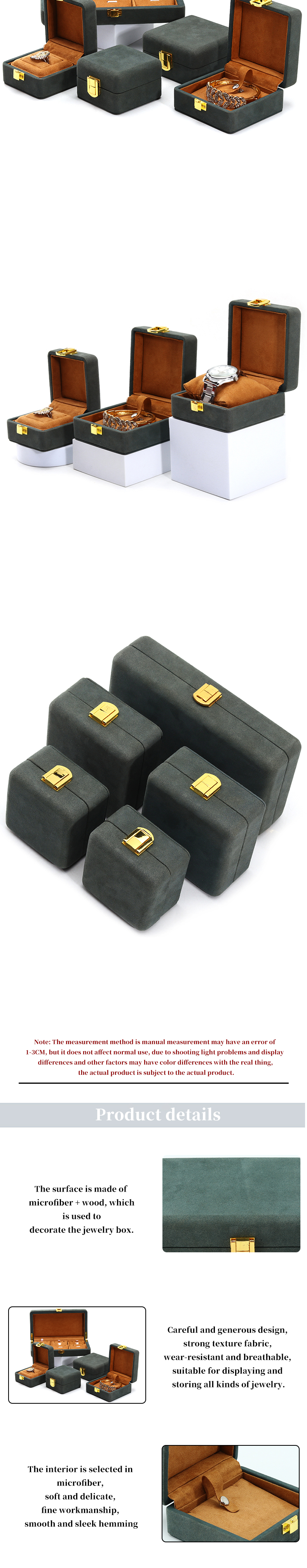 Gray Green Sleek Soft Velvet Jewelry Organizer Box Set for Luxury Packaging
