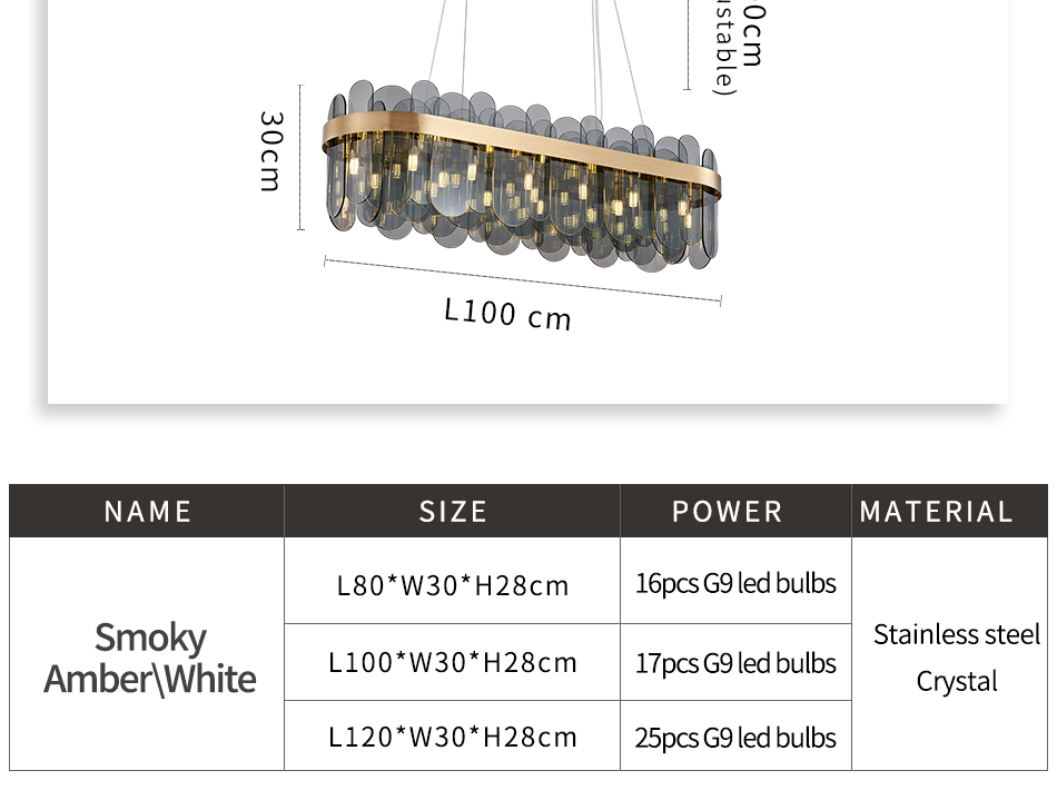 Smoky Gray Glass Chandelier For Living Dining Room Rectangle island chandelier(WH-CY-212)