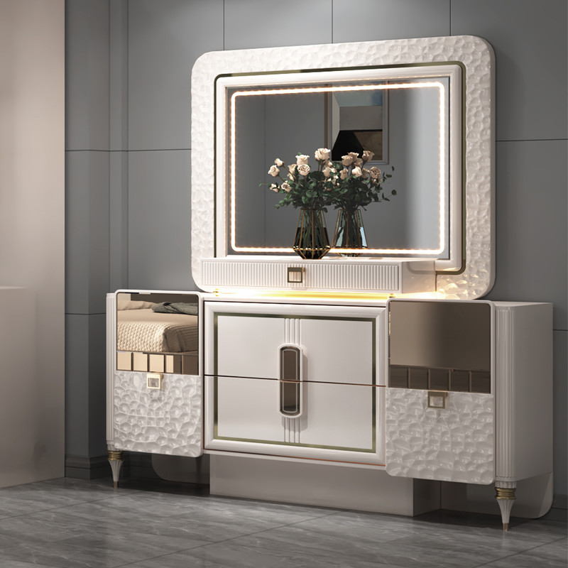 New Design Modern Lighted Headboard Wood King Size Bed Room Set Double Wooden Frame Full Luxury Home Furniture Bedroom Sets