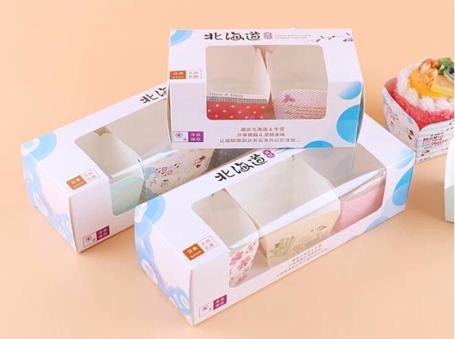 Wholesale custom Paper Cookies packing Cake Box with PVC window,Wholesale Plastic Square Birthday Wedding Packaging Clea