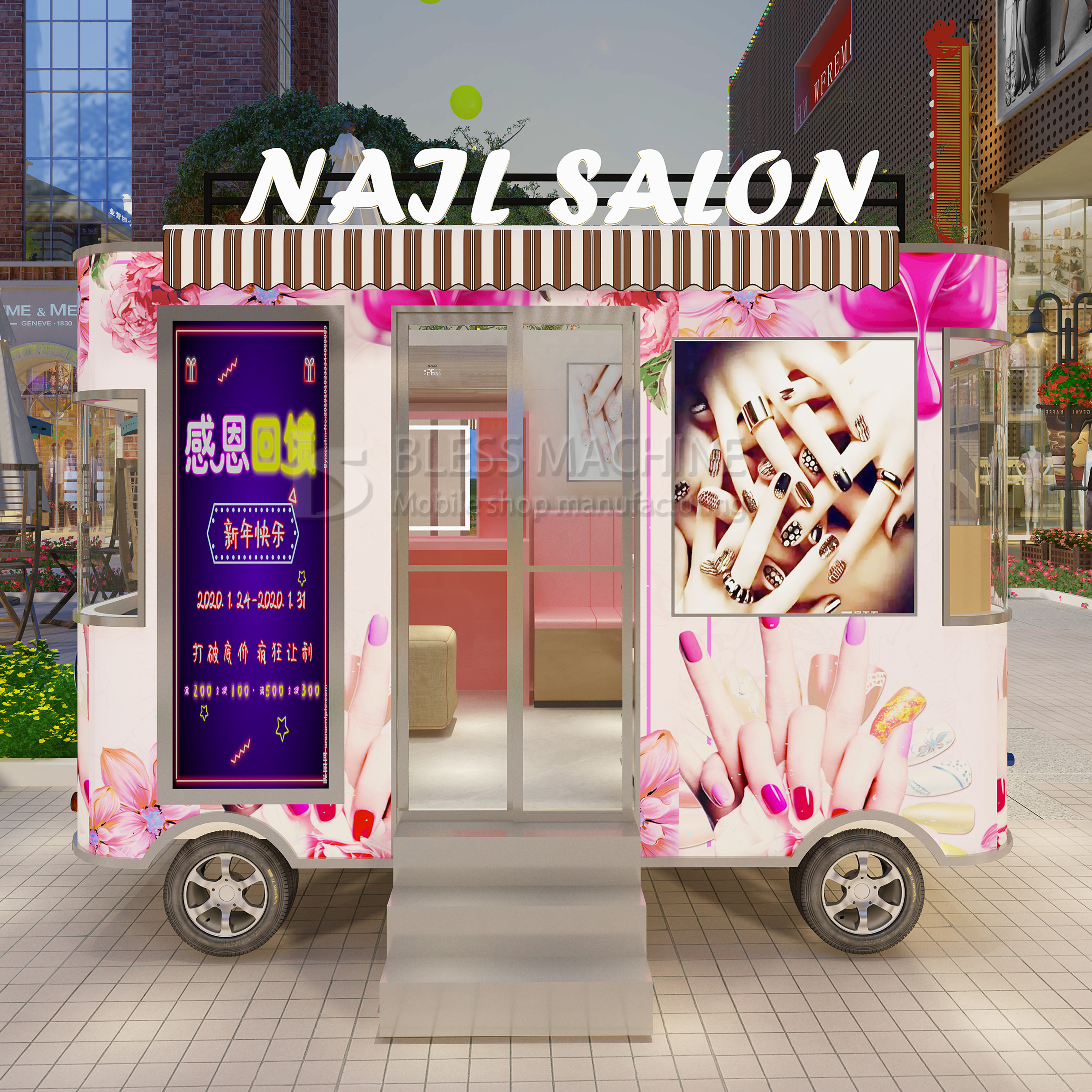 Beauty Salon Truck for Mobile Cosmetology Hairdressing Manicure Massage and Pedicure