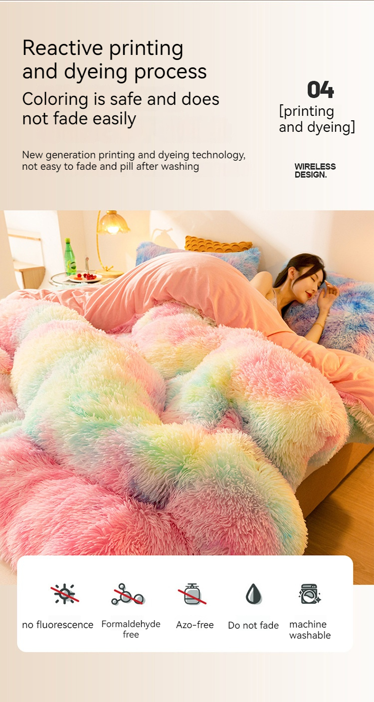 All-Season Thickened Winter Quilt with Long Hair Mink Velvet and 100% Polyester Warmth