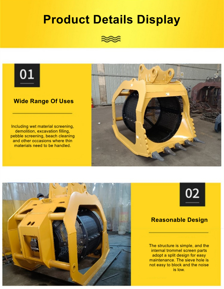 Customizable Rotary Screen Bucket Construction Hydraulic Excavator Sieve Bucket