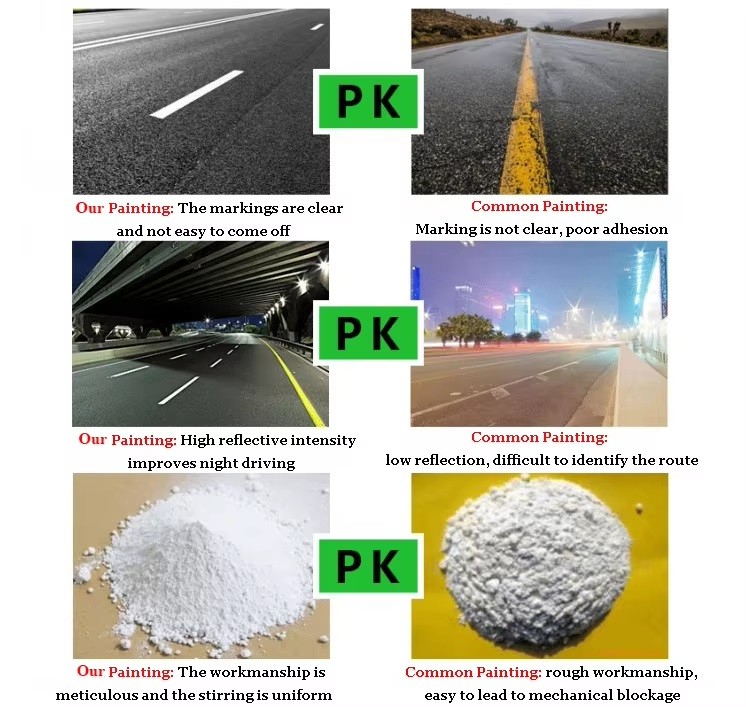 Customized Reflective Paint Standard Road Paint 20% Mixed Glass Beads Thermoplastic Paint