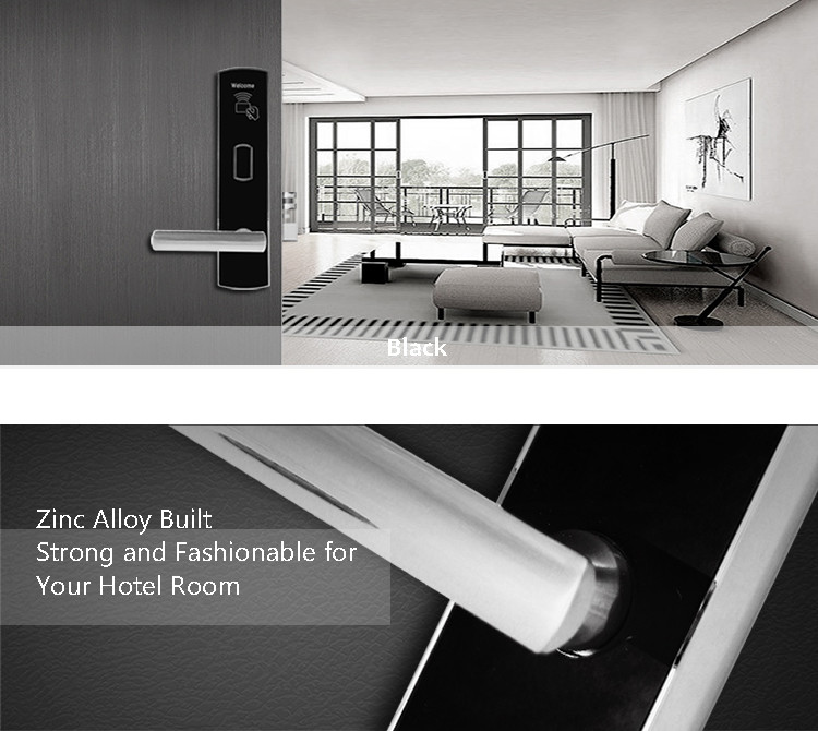 Card Reader Electronic Entry Door Locks , Zinc Alloy Hotel Key Card Lock