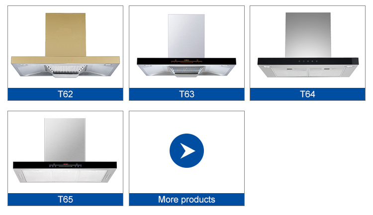 Glass Stainless Steel T Shape Chimney Hood Electric Range Hood 220V