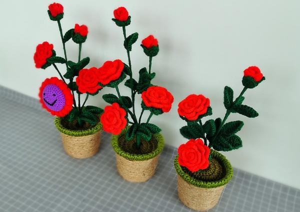 New Creative Luxury Handmade Crochet Knitting Plants Flowers Handicraft Home