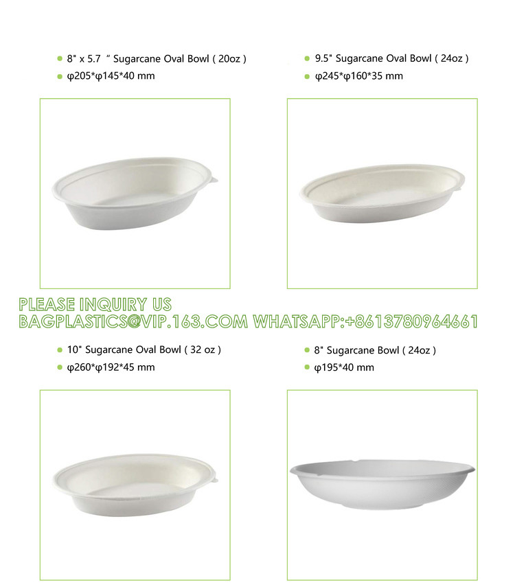 Biodegradable Disposable Compostable Sugarcane Bagasse Food Container Paper Pulp Bowl 12oz 24oz 32oz Round Salad