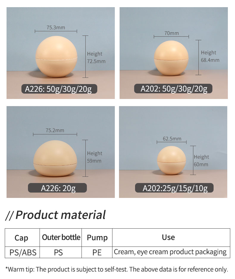 50g Egg Shaped Plastic Baby Cream Container for Skincare Products ABS Material