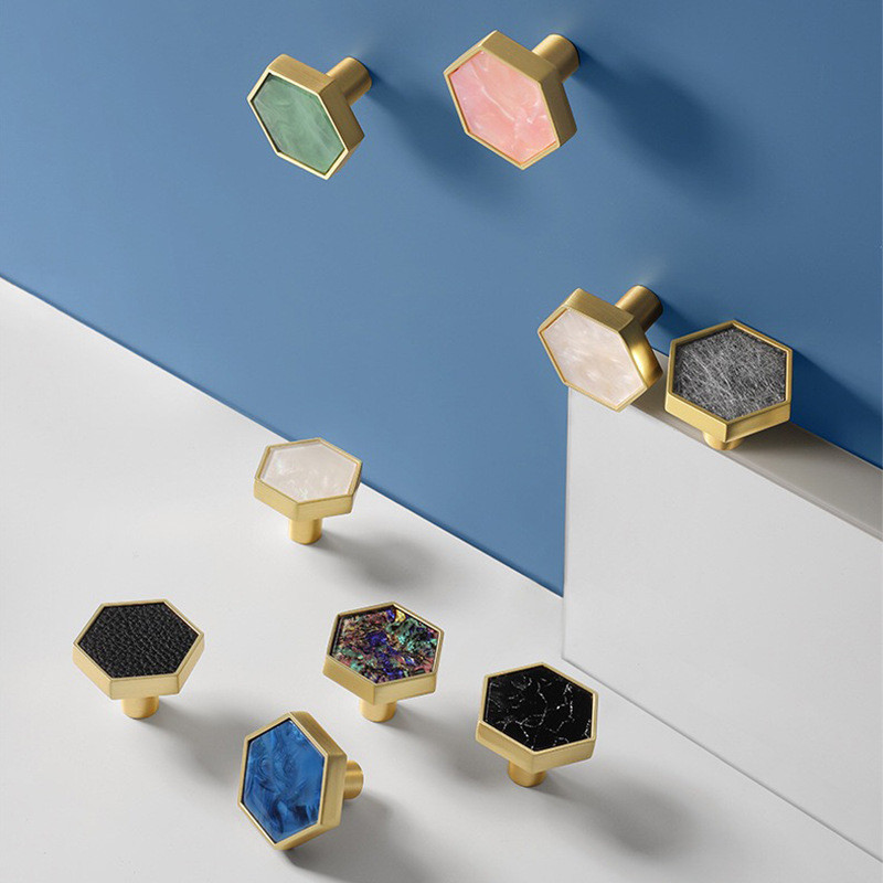 Zinc Alloy Hexagon Knobs Flower Home Decoration Handles And Furniture Fitting