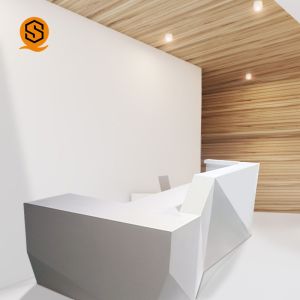 MDF Glass Solid Surface Reception Desk Joint Seamless ISO9001 For SPA Salon