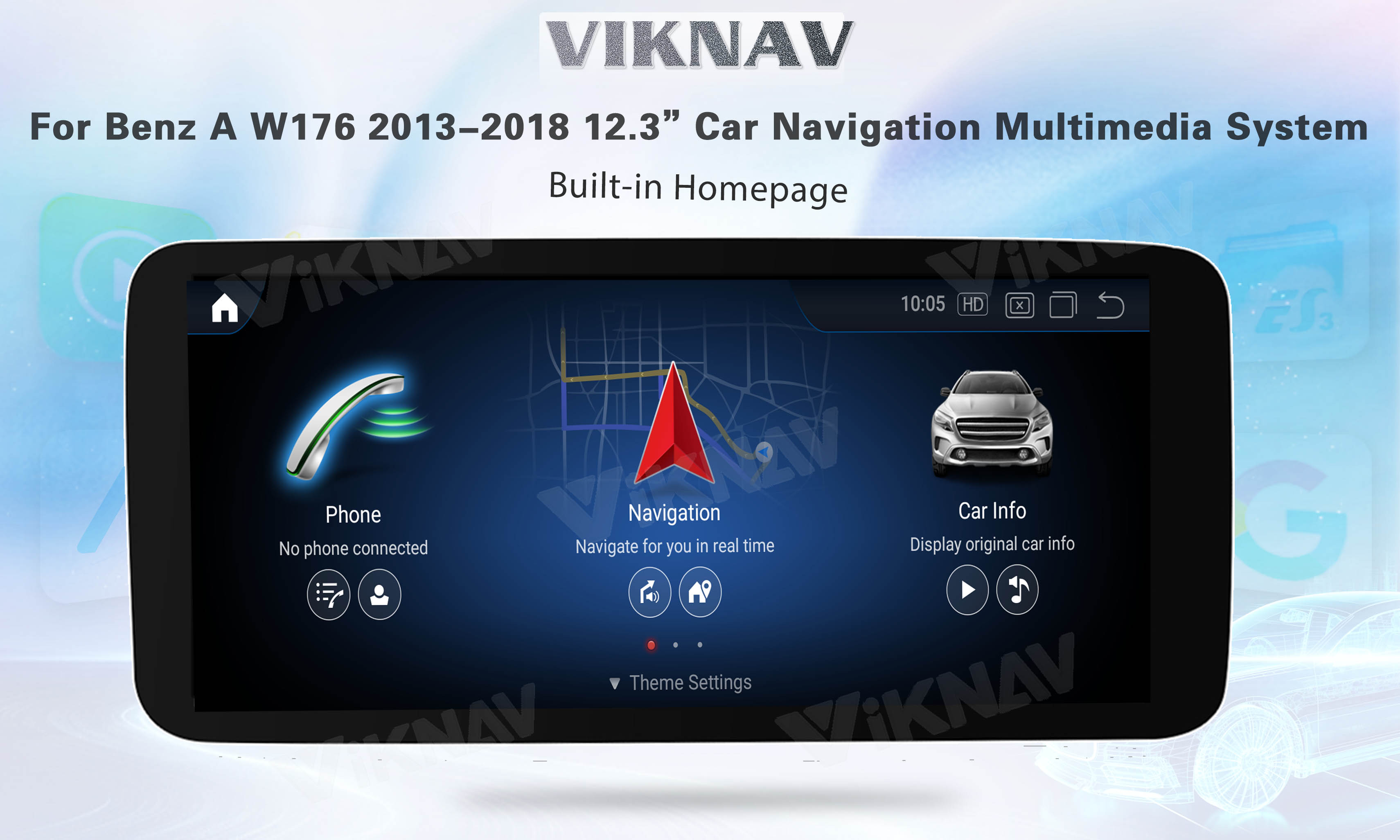 Viknav 12.3 Inch Android For Benz A W176 CLA C117 GLA X156 G W463 2013-2018 GPS Car With Screen Radio Player (NTG5.0)