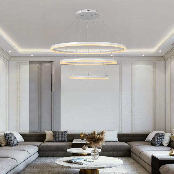 Villa Hotel Living Room Circle Linear Pendant Lamp Luxury Round Ring Led