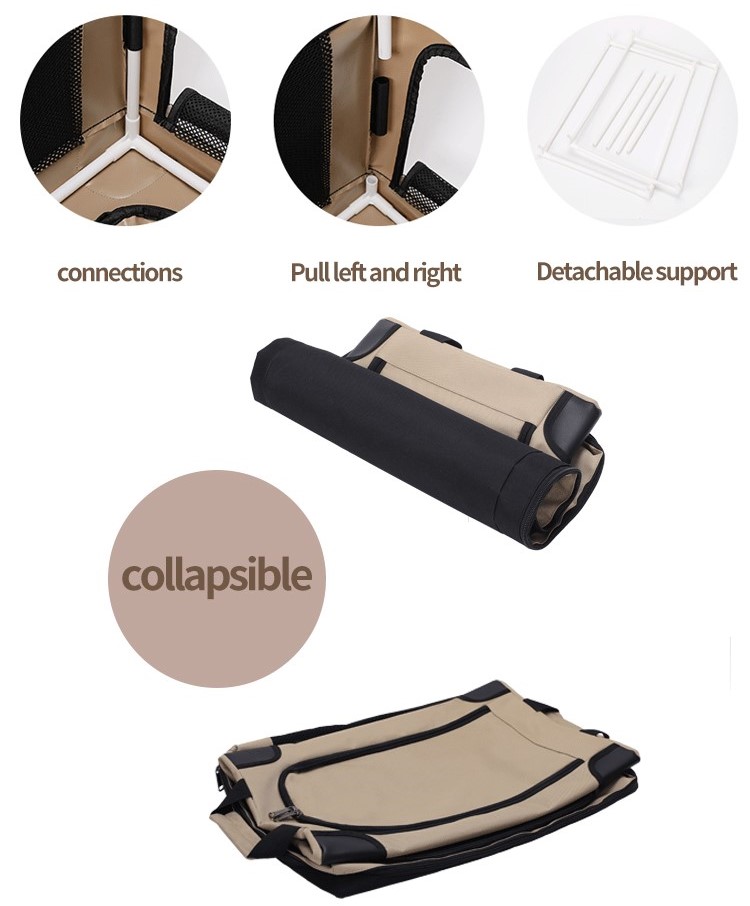 Convenient and Portable Oxford Fabric Folding Pet Crate Kennel Carrier Bag with Removable Bracket