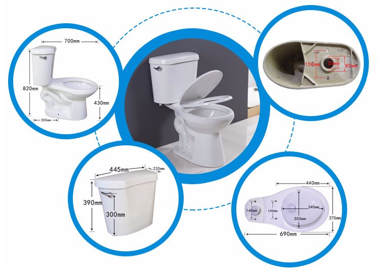 Girl Siphonic One Piece Toilet 705*390*775 mm Size 3L / 6L Water tank