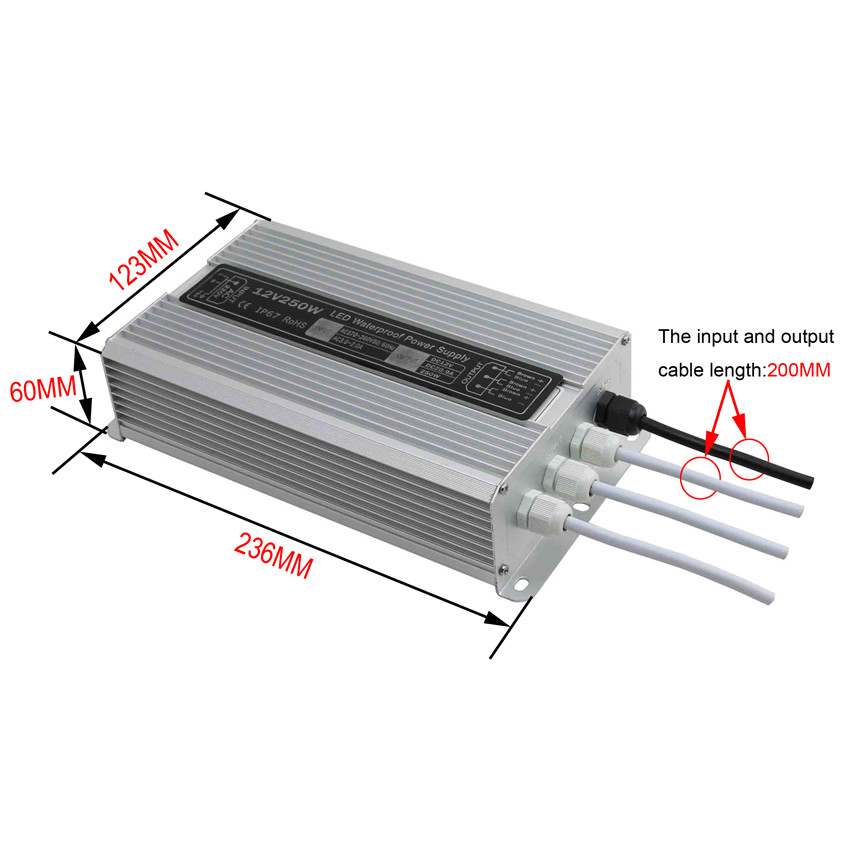 High quality led ups power supply 250w waterproof power supply 12v IP67 LED transformer Adapter for strip Light