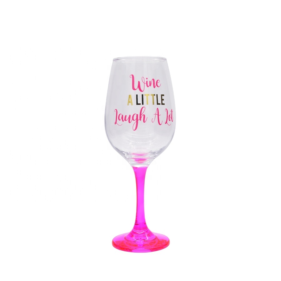 340ml Crystal Wine Glass With Funny Fonts Decal Decoration