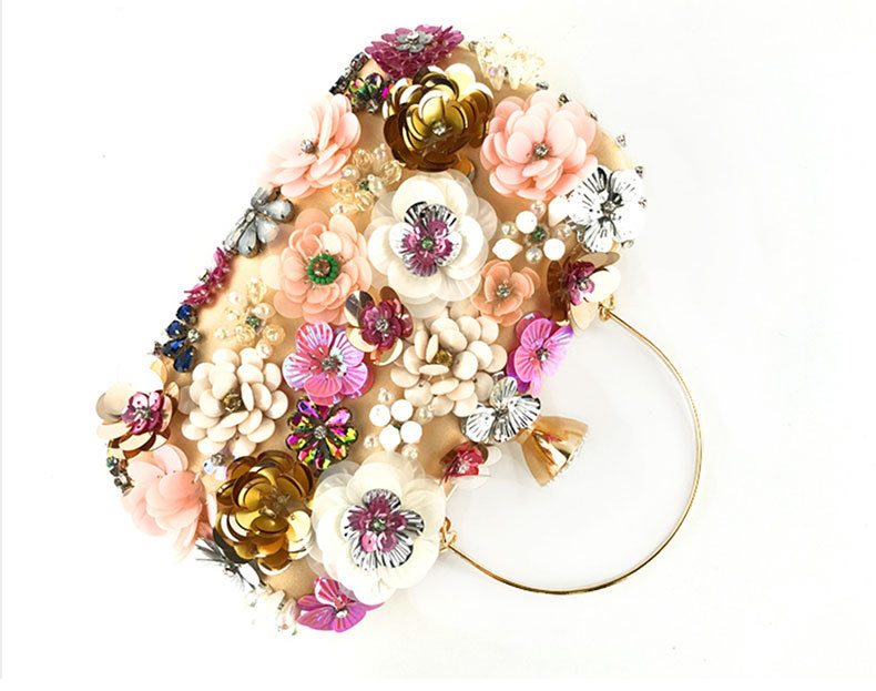 Handmade Sequin and Beaded Flower Crystal Clutch Bag for Ladies Sophisticated Design