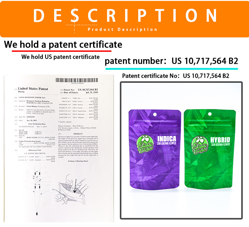 Child Resistant Tobacco Packaging Bag: Secure and Moisture-Proof Aluminized Composite Zipper Bag
