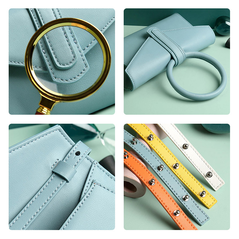 Genuine Leather Handbags with Shoulder Strap Ring Handle Envelope Bag
