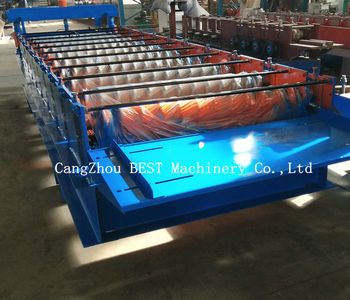 Corrugated Roof Sheet Steel Making Roll Forming Machine Hydraulic Cutting