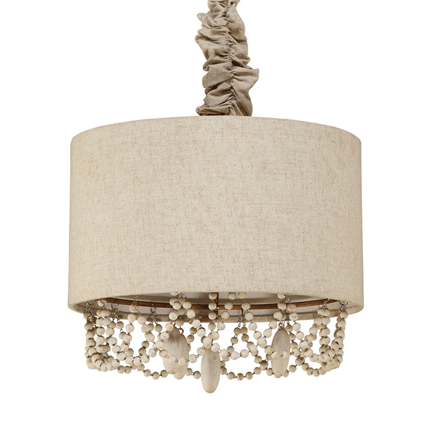 Wood sphere pendant light with Frabic Lampshade (WH-CI-41)