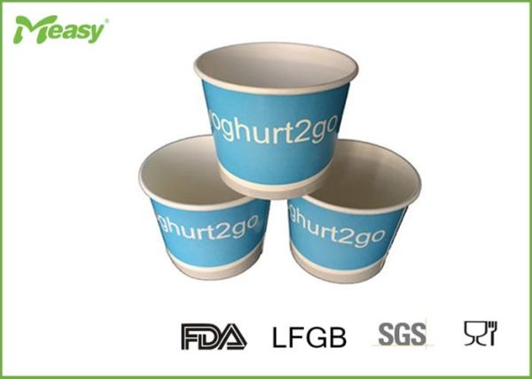 Blue Yogurt Disposable Paper Bowl With Double Poly Coated Virgin Paper ,